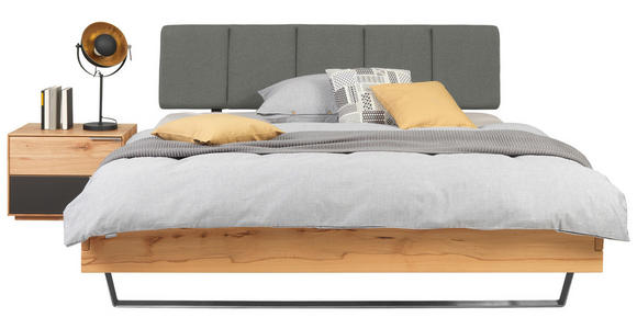 BETT 140/200 cm  in Grau, Buchefarben  - Buchefarben/Schwarz, Natur, Holz/Textil (140/200cm) - Valnatura