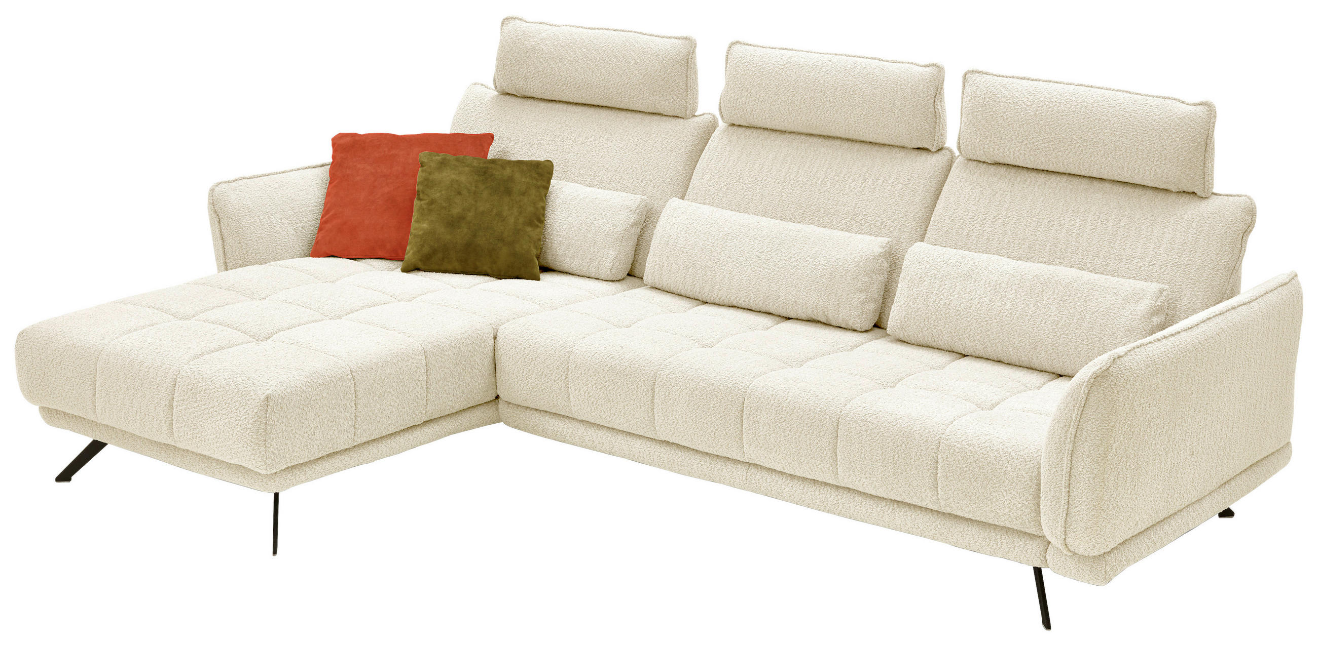 ECKSOFA in Chenille Naturfarben  - Schwarz/Naturfarben, Konventionell, Textil/Metall (178/285cm) - Carryhome