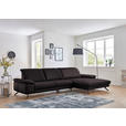 ECKSOFA Rivello in Echtleder Dunkelbraun  328/193 cm  - Dunkelbraun/Schwarz, Design, Leder/Metall (328/193cm) - Dieter Knoll