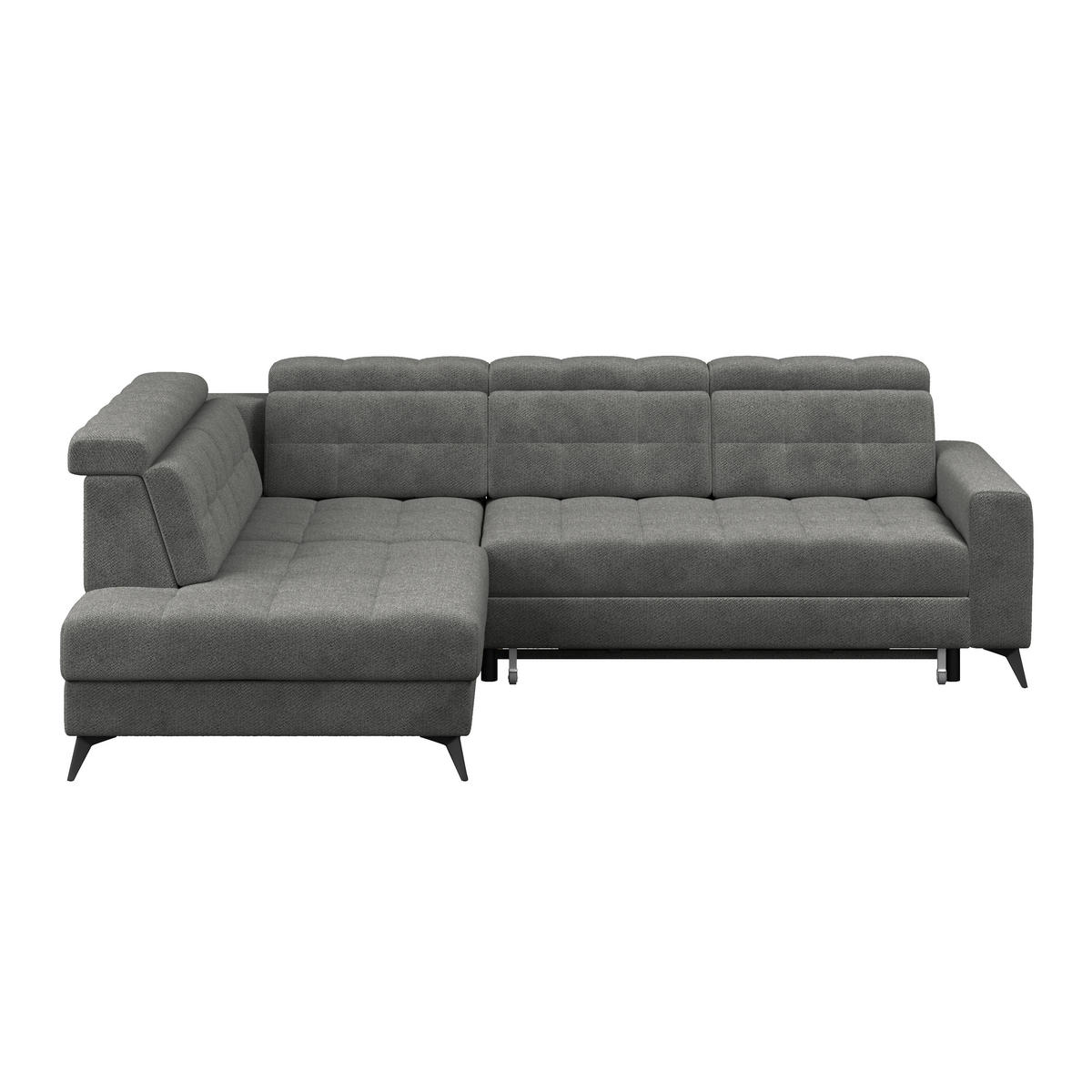 ECKSOFA Velours Anthrazit  - Anthrazit/Schwarz, Romantik / Landhaus, Textil/Metall (228/289cm) - MID.YOU