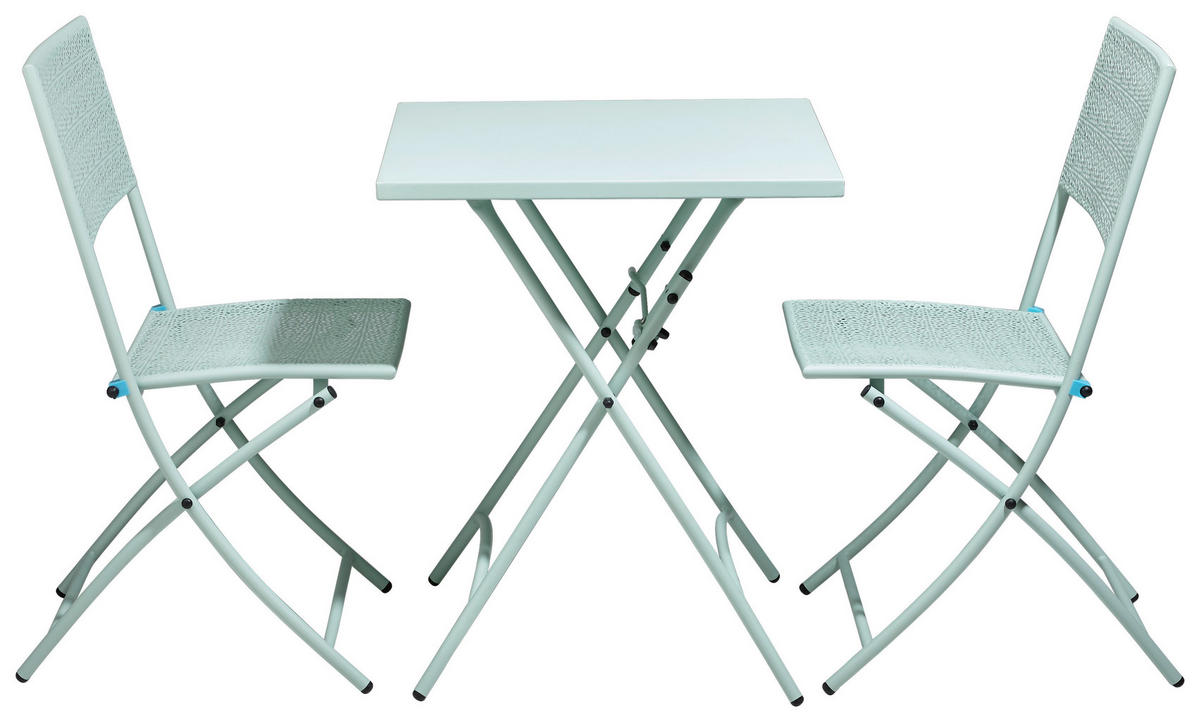 BALKONSET Mintgrün 3-teilig  - Mintgrün, ROMANTIK / LANDHAUS, Metall - Ambia Garden