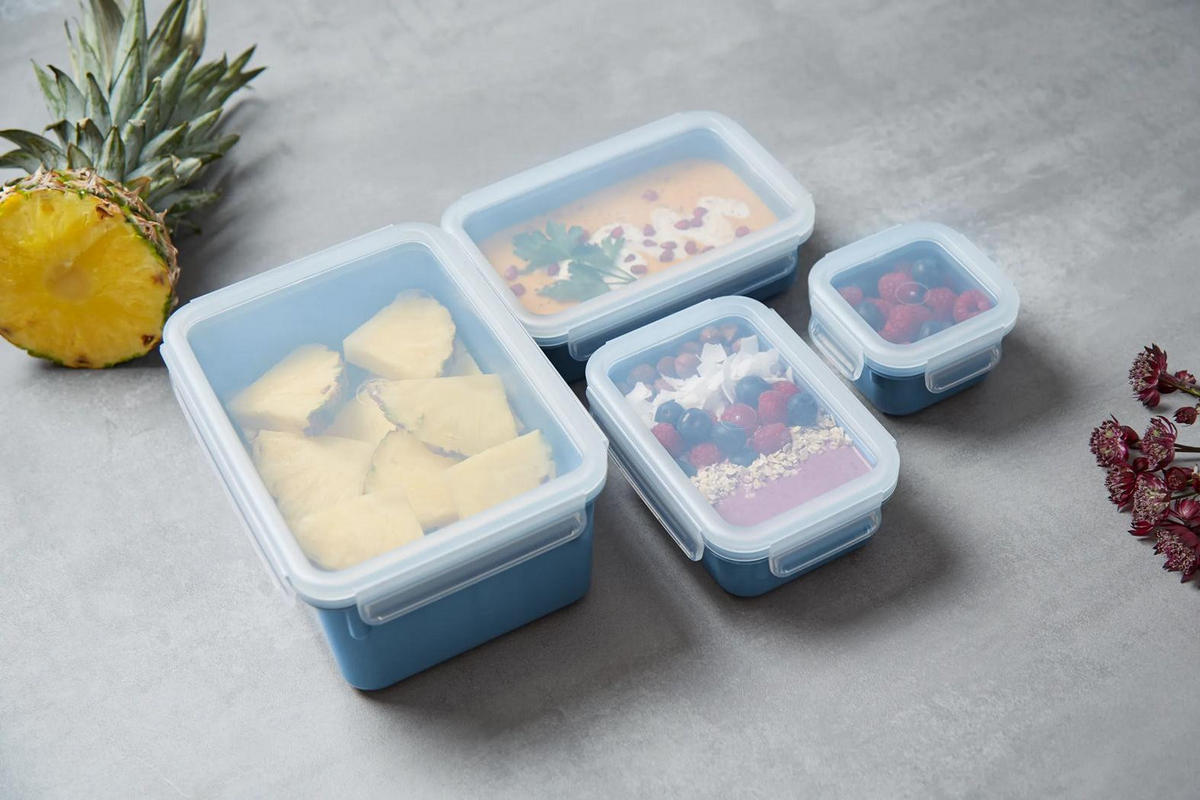 FRISCHHALTEDOSENSET CLIP & CLOSE COLOR EDITION 4-teilig  - Blau/Transparent, Basics, Kunststoff (22,6/16,7/9,9cm) - Emsa