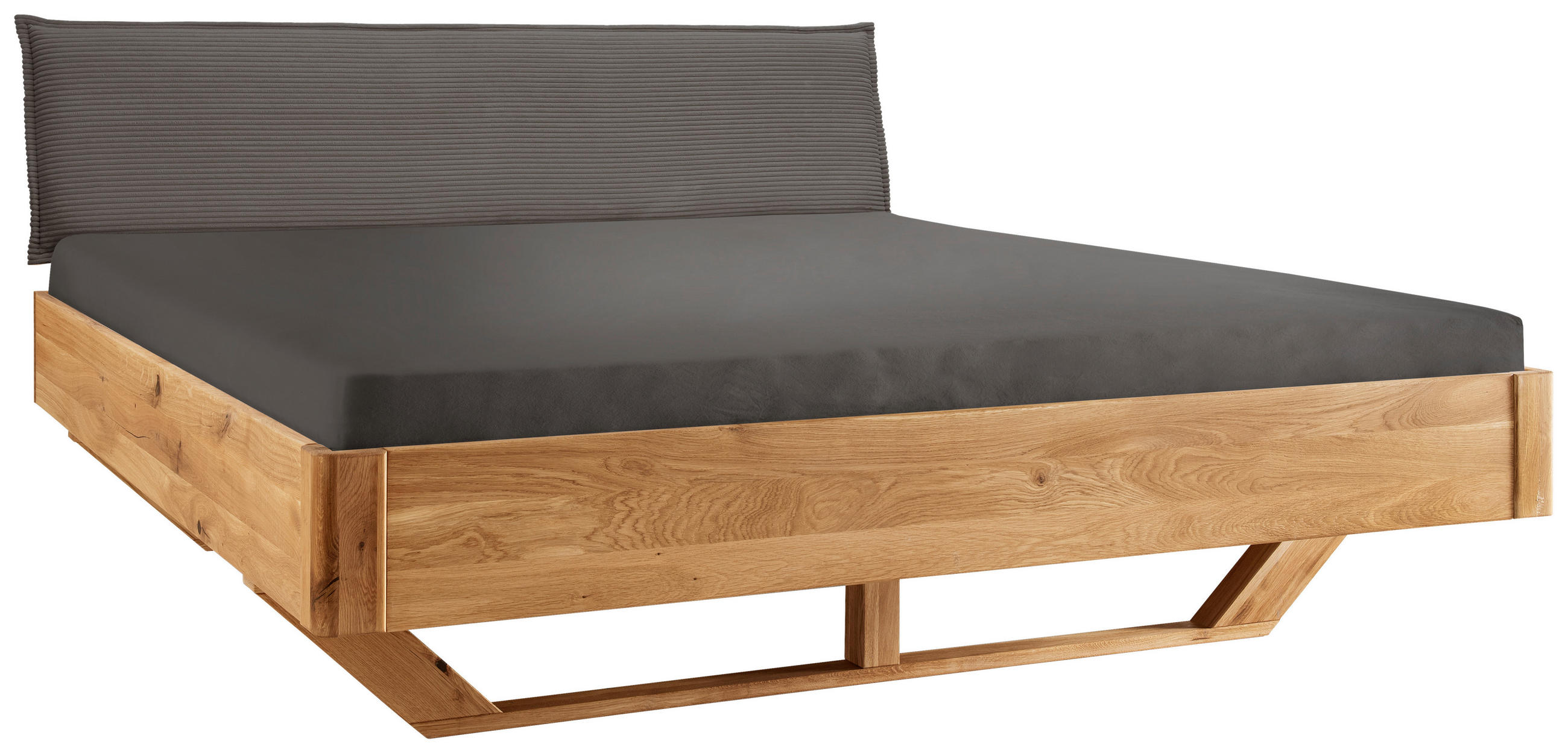 BALKENBETT 140/220 cm  in Grau, Wildeiche  - Wildeiche/Anthrazit, Natur, Holz/Textil (140/220cm) - Linea Natura