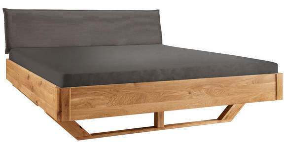 BALKENBETT 160/200 cm,  in Grau, Wildeiche, gepolstertes Kopfteil,  - Wildeiche/Anthrazit, Natur, Holz/Textil (160/200cm) - Linea Natura
