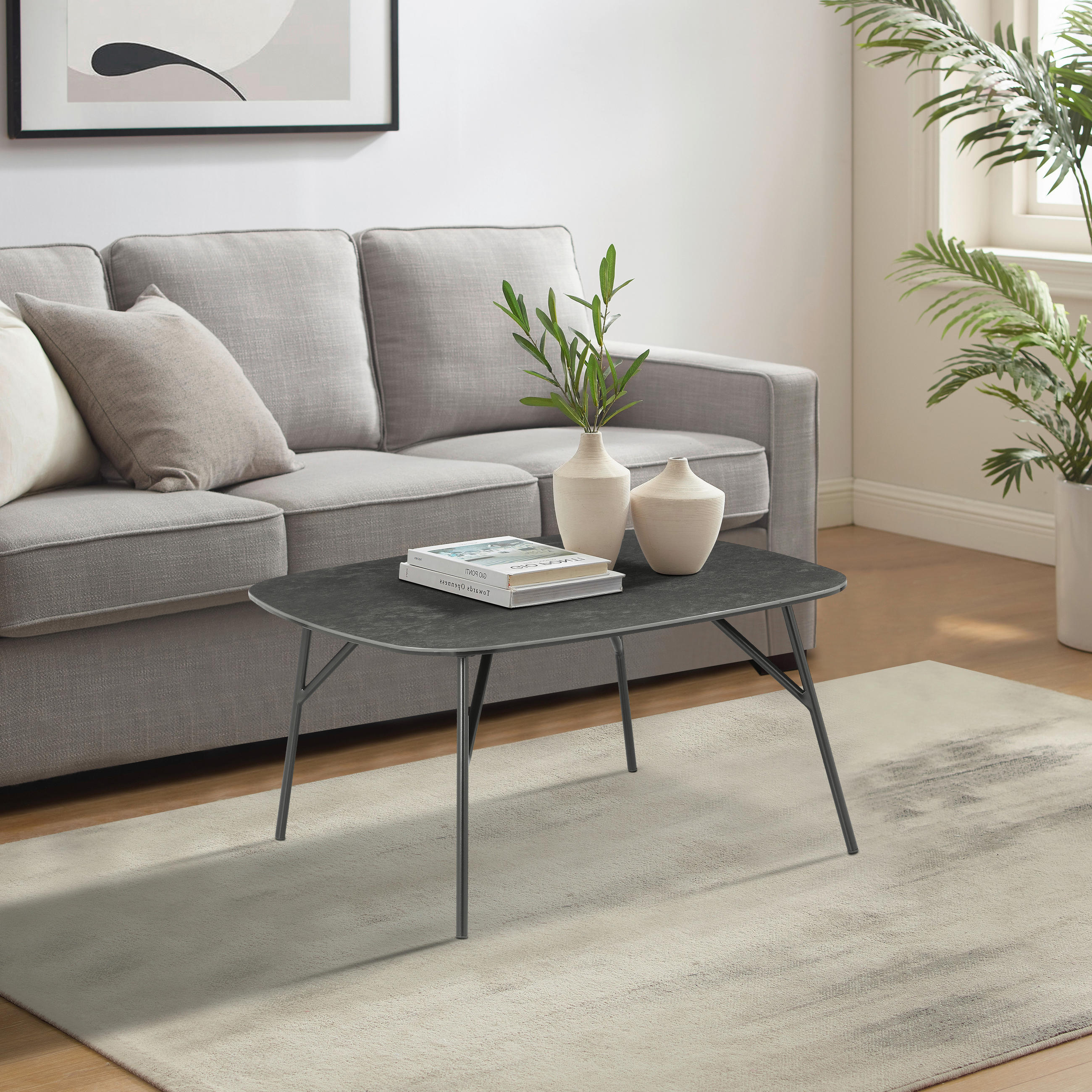 COUCHTISCH Klarglas 75/75/40 cm quadratisch Grau, Schwarz  - Schwarz/Grau, Basics, Glas/Keramik (75/75/40cm) - Xora