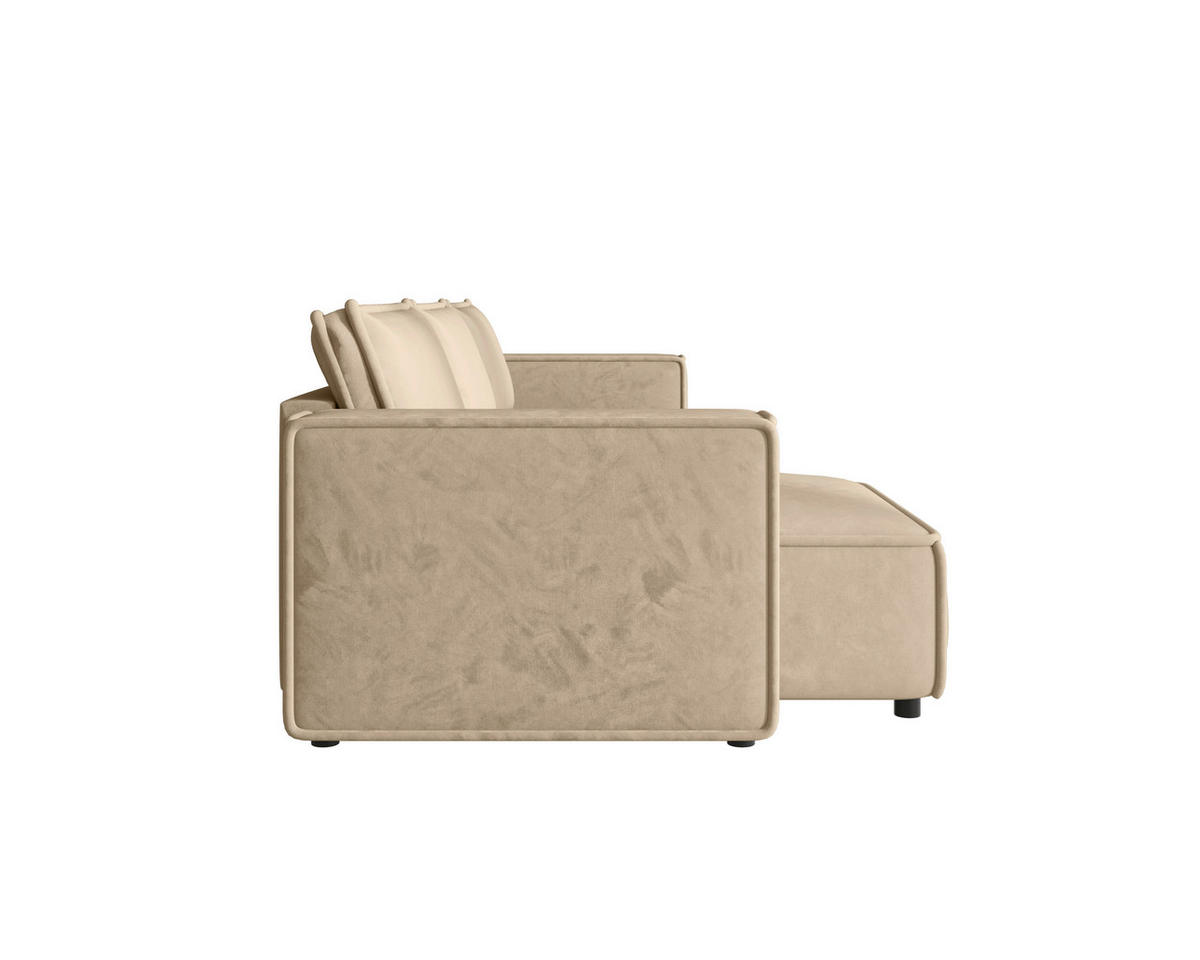 ECKSOFA Beige Webstoff Zierkissen, Rückenkissen, Rücken echt  - Beige/Schwarz, MODERN, Kunststoff/Textil (153/350cm) - Xora