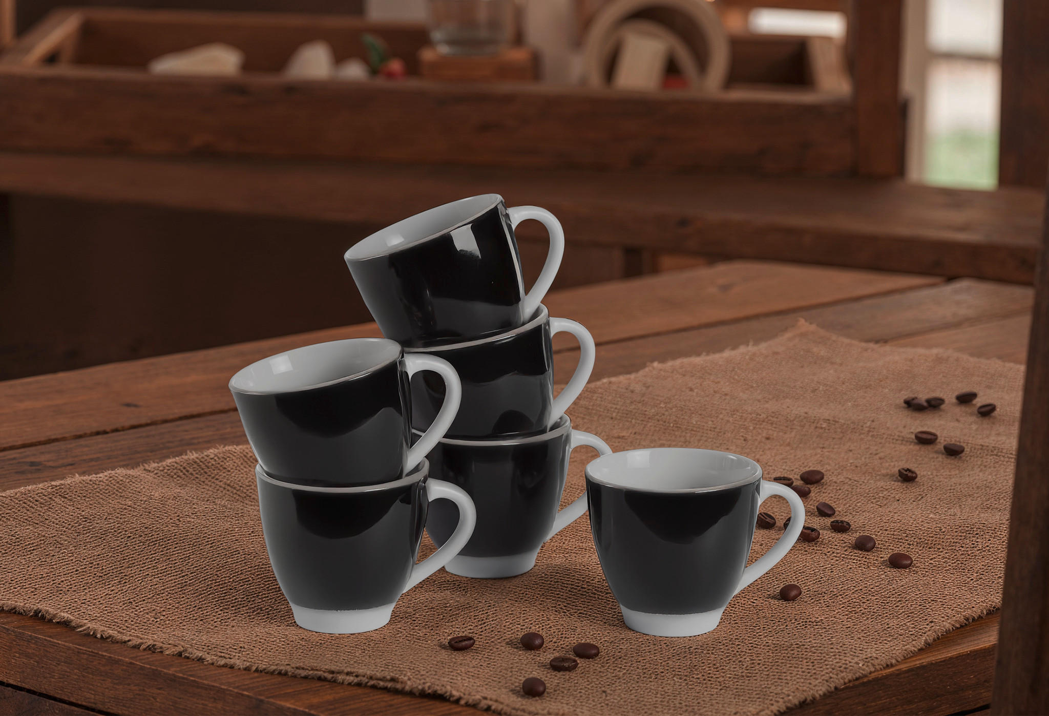 TASSENSET VARIO 6-teilig - Schwarz/Weiß, Basics, Keramik (14,5cm) - Van Well