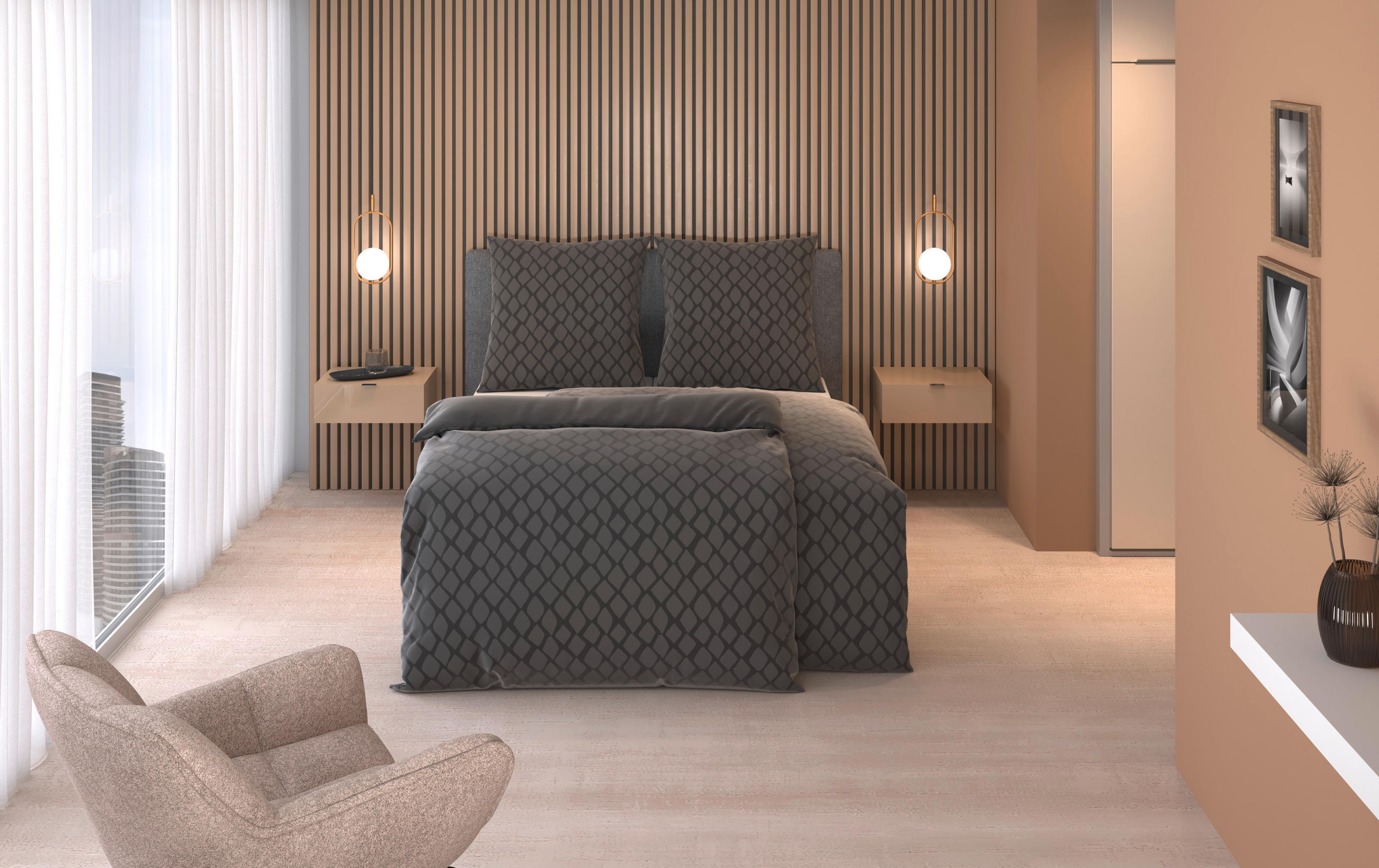 WENDEBETTWÄSCHE STRIPES DK Satin 200/200 cm  - Anthrazit, Design, Textil (200/200cm) - Dieter Knoll