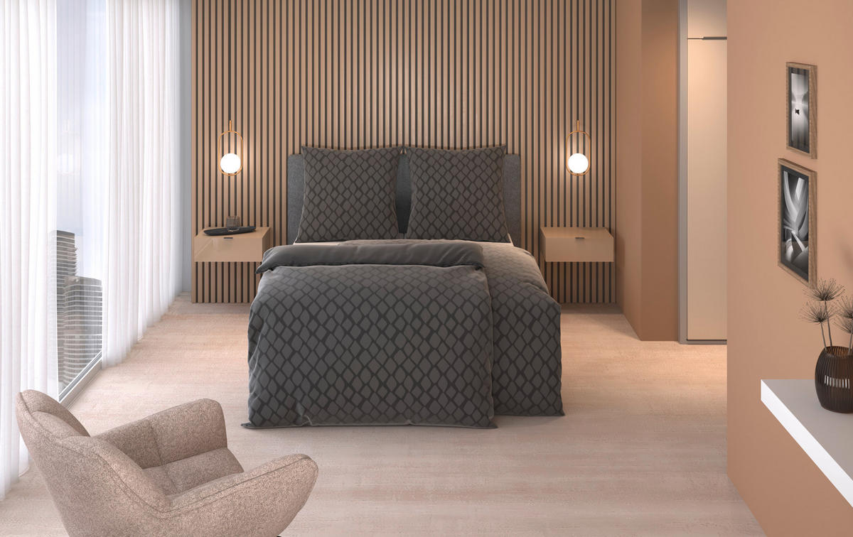 WENDEBETTWÄSCHE STRIPES DK Satin 200/200 cm  - Anthrazit, Design, Textil (200/200cm) - Dieter Knoll