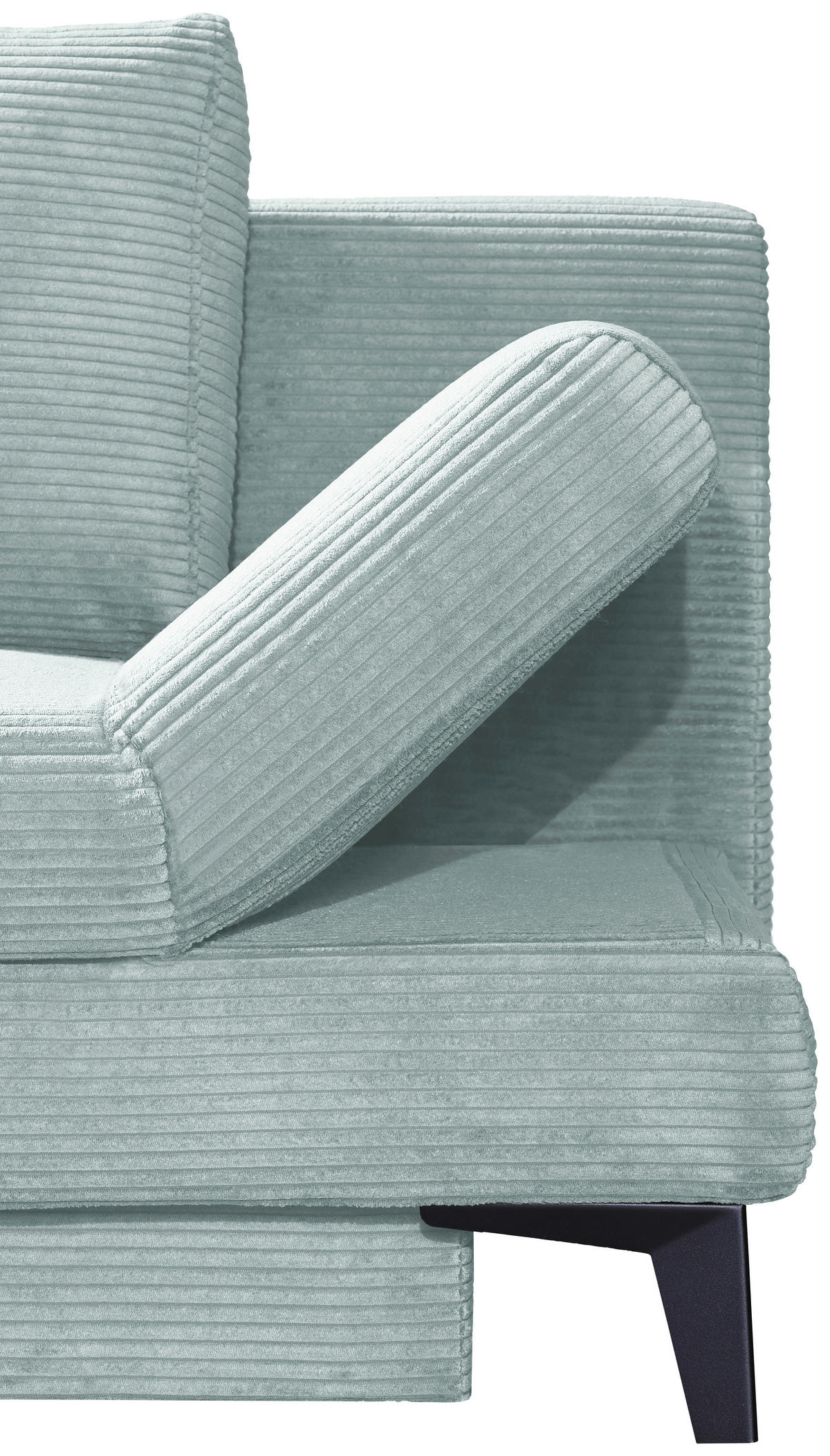 SCHLAFSOFA Cord Hellblau  inkl. Bettkasten, Schlaffunktion, Armteilverstellung  - Schwarz/Hellblau, Design, Textil/Metall (200/85/90cm) - Novel