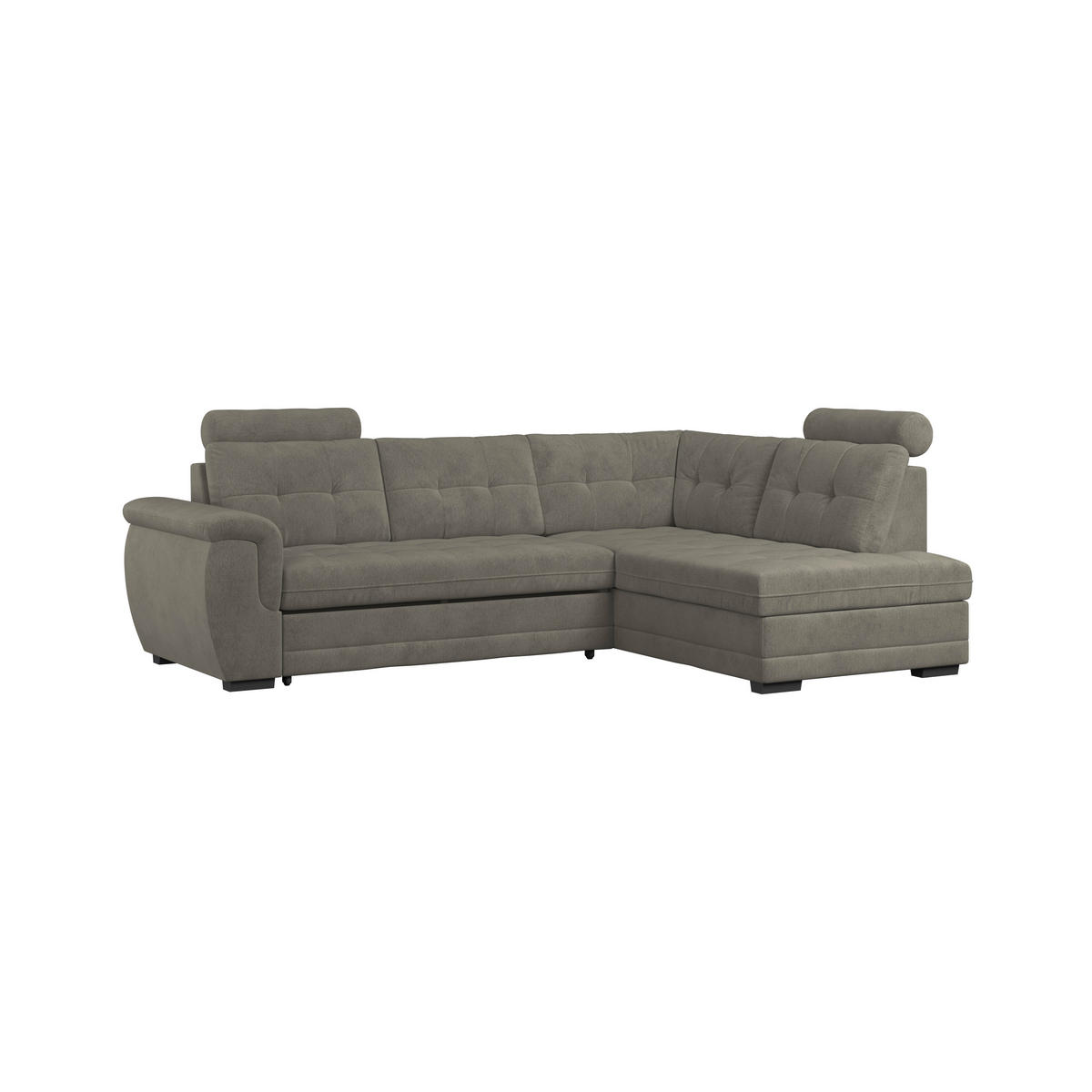 ECKSOFA  Mikrofaser, Struktur Braun  - Schwarz/Braun, Konventionell, Kunststoff/Textil (251/183cm) - MID.YOU