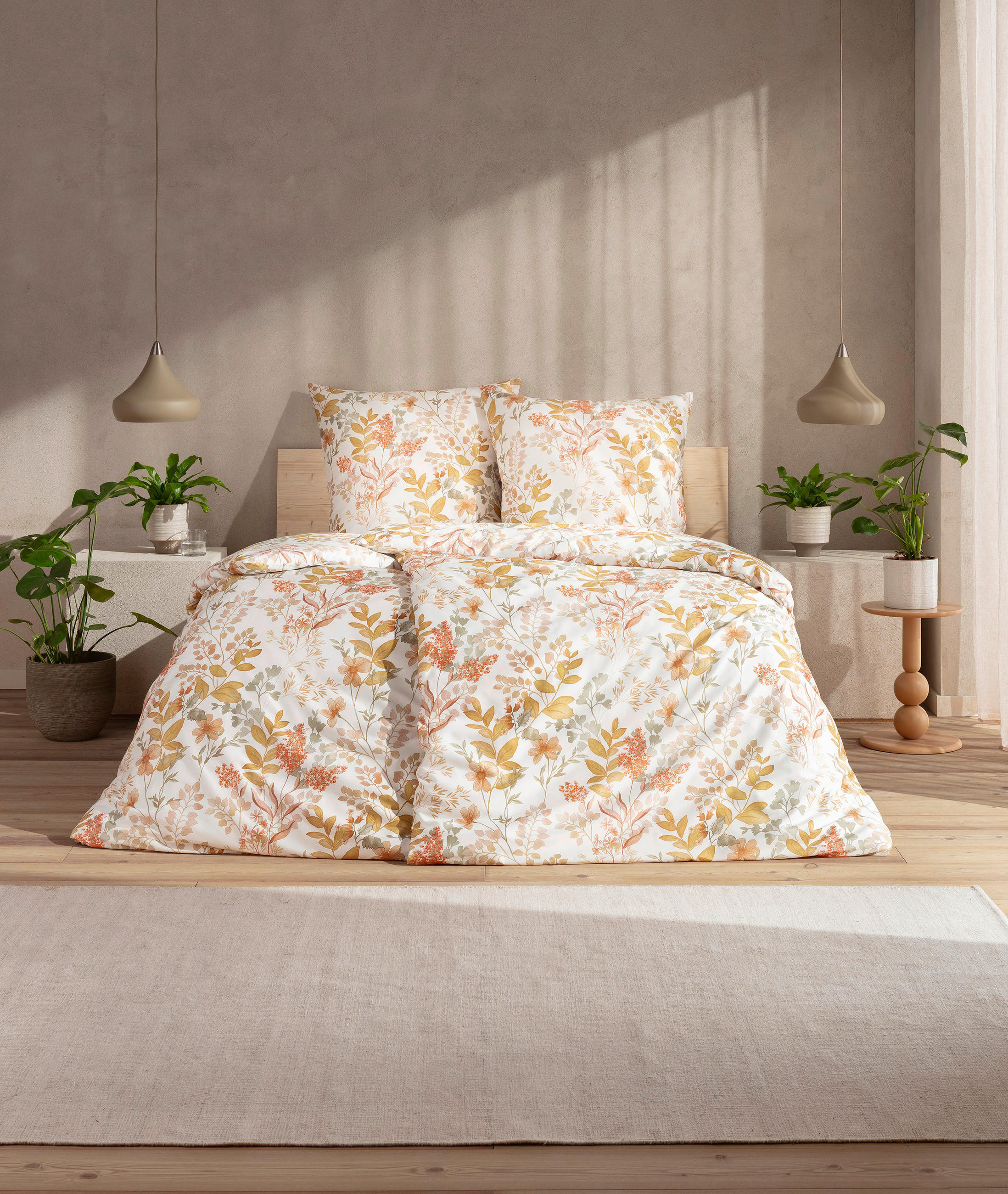 BETTWÄSCHE 2-teilig Natürlich Estella Makosatin 135/200 cm  - Goldfarben, Design, Textil (135/200cm) - Estella