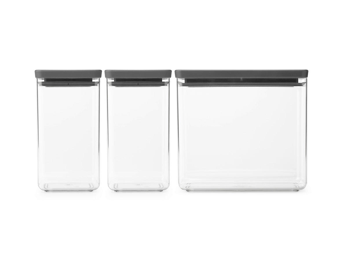 SET POSOD ZA SHRANJEVANJE  Tasty+  44,1/20,1/11,2 cm           - temno siva/prosojno, Basics, umetna masa (44,1/20,1/11,2cm) - Brabantia
