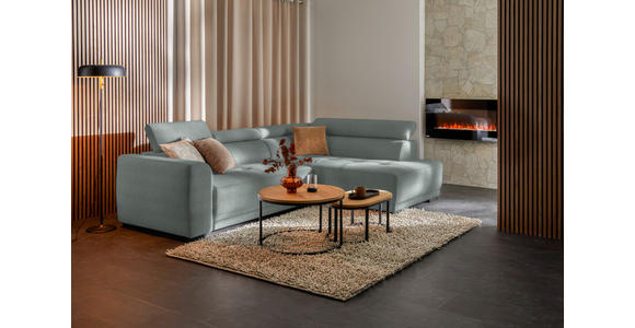 ECKSOFA in Chenille Silberfarben 284/205 cm - Silberfarben/Schwarz, Design, Kunststoff/Textil (284/205cm) - Xora