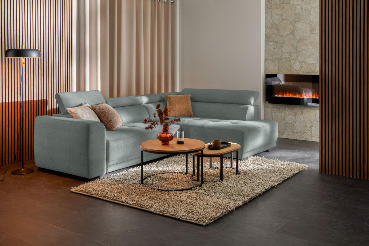ECKSOFA in Chenille Silberfarben  284/205 cm  - Silberfarben/Schwarz, Design, Kunststoff/Textil (284/205cm) - Xora