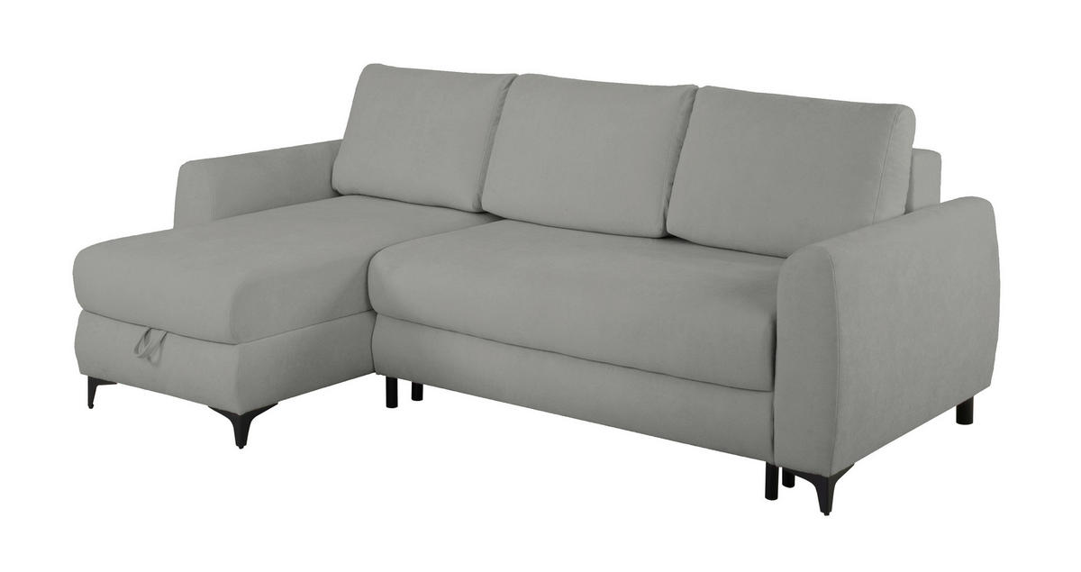 ECKSOFA Moli Grau Bouclé  - Schwarz/Grau, Design, Textil/Metall (236/148cm) - MID.YOU