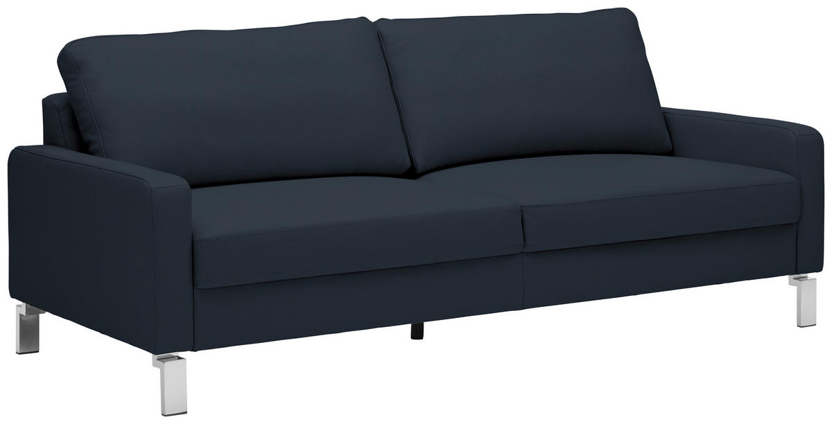 2-SITZER-SOFA in Echtleder Dunkelblau  - Chromfarben/Dunkelblau, Design, Leder/Metall (184/81/97cm) - Pure Home Lifestyle