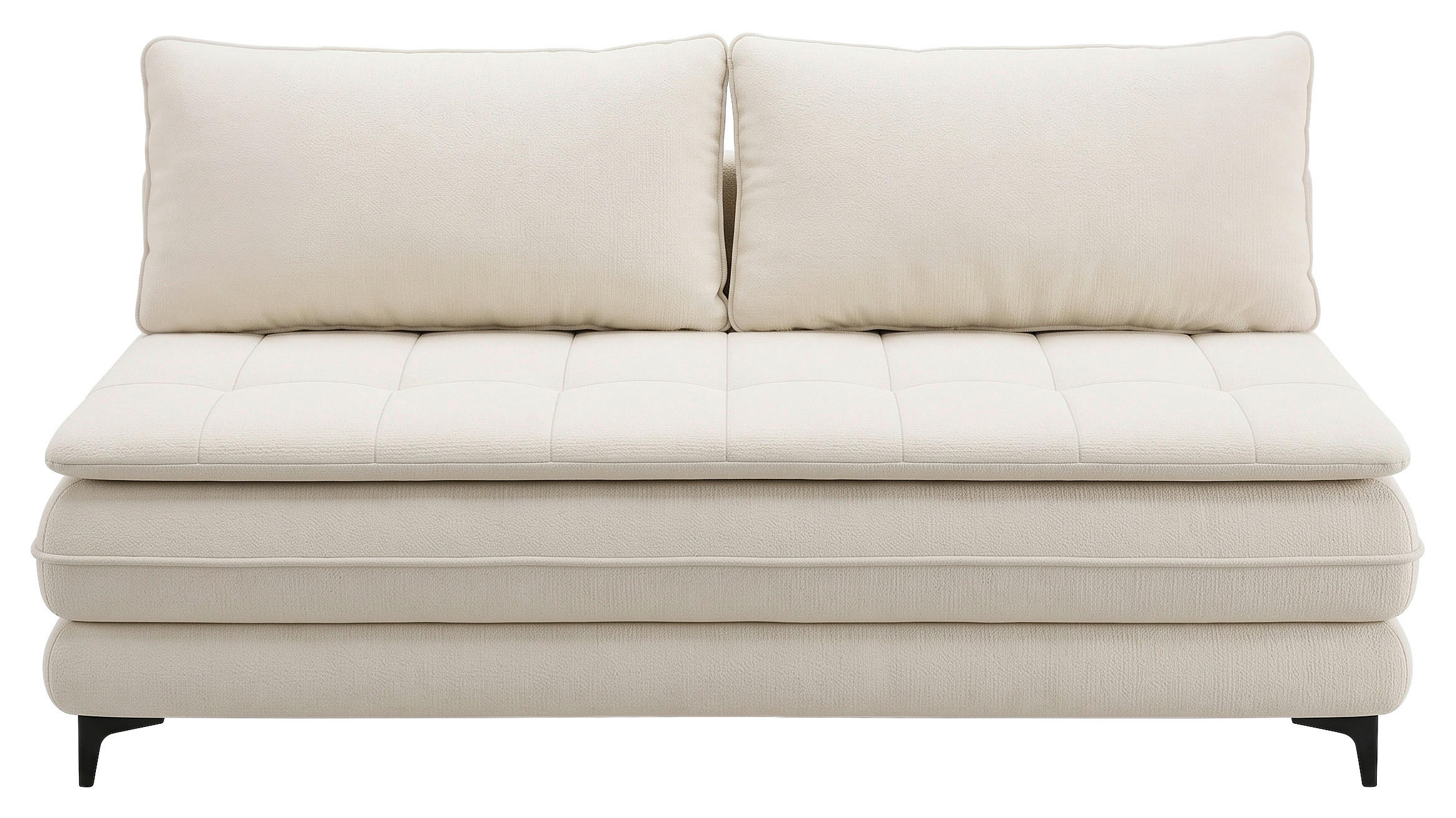 SCHLAFSOFA Chenille Creme  inkl. Bettkasten, Schlaffunktion, Topper  - Creme/Schwarz, Design, Textil/Metall (200/95/92cm) - Stylife