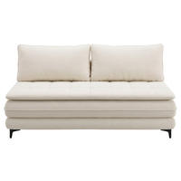 SCHLAFSOFA Chenille Creme  inkl. Bettkasten, Schlaffunktion, Topper  - Creme/Schwarz, Design, Textil/Metall (200/95/92cm) - Stylife