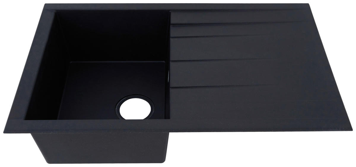 SPÜLE 1712HOUSTON80X50S  - Schwarz, Trend, Glas/Kunststoff (80/21/50cm) - Respekta
