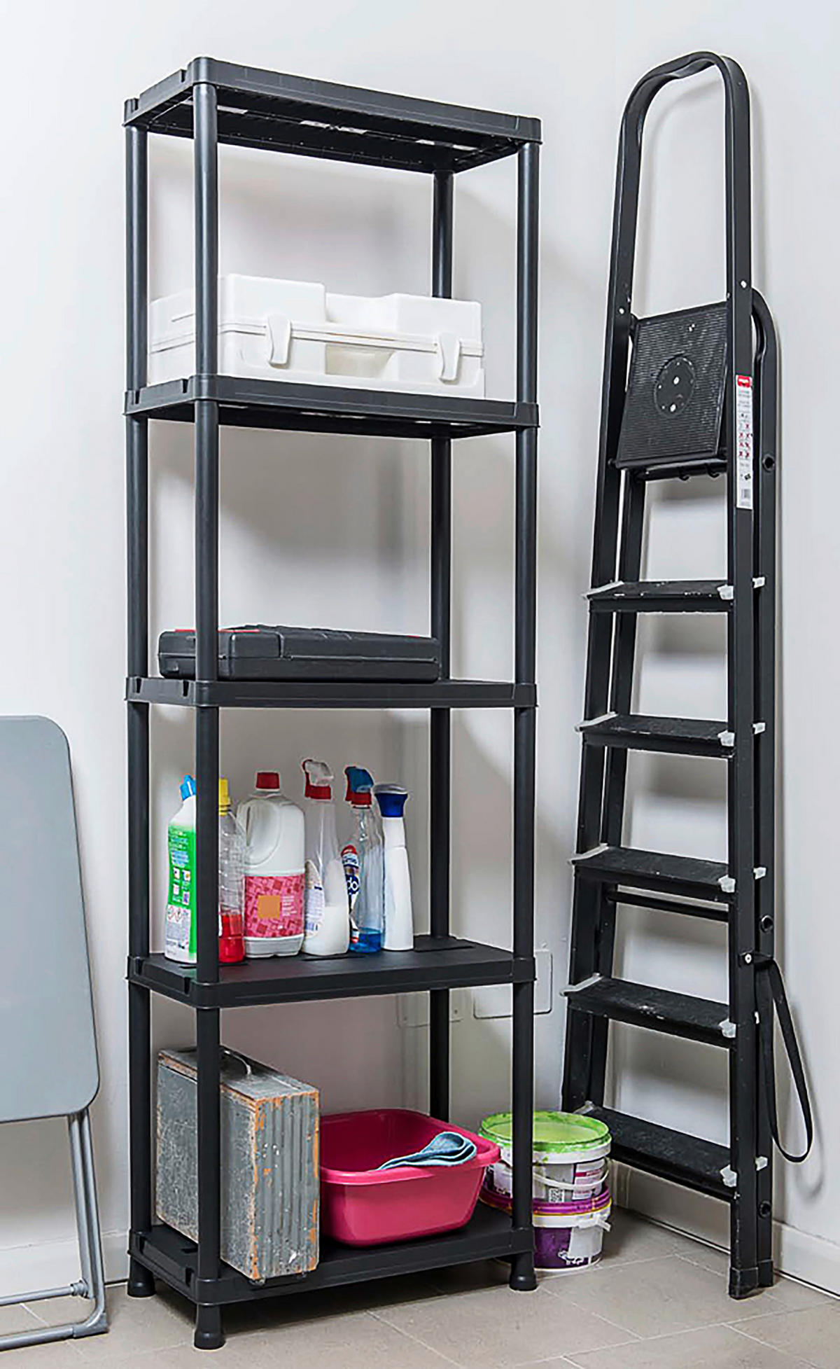 STECKREGAL Schwarz  - Schwarz, Basics, Kunststoff (71/180/35cm) - Ambia Garden