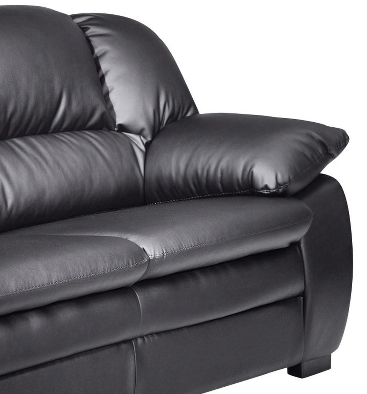 2-SITZER-SOFA Lederlook Schwarz  - Schwarz, KONVENTIONELL, Kunststoff/Textil (159/88/92cm) - MID.YOU