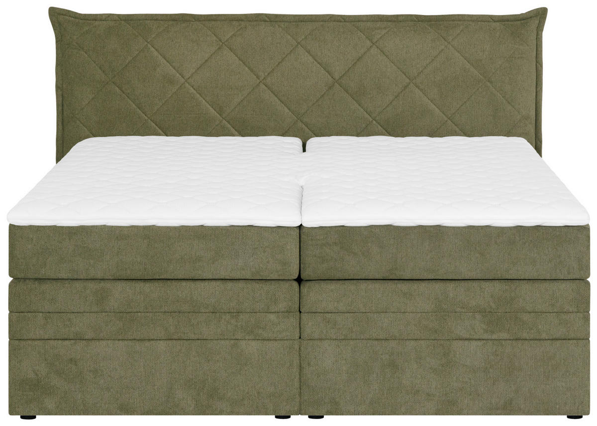 BOXSPRINGBETT 160/200 cm  in Grün  - Schwarz/Grün, KONVENTIONELL, Holz/Textil (160/200cm) - Welnova