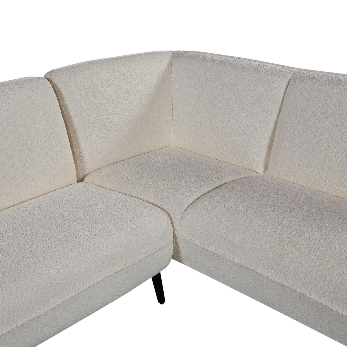 ECKSOFA Creme Bouclé  - Creme/Schwarz, MODERN, Textil/Metall (200/175cm) - MID.YOU