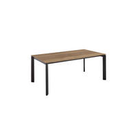 ESSTISCH Schwarz, Eiche dunkel rechteckig  ausziehbar, in verschiedenen Holzdekoren erhältlich  - Eiche dunkel/Schwarz, Basics, Holzwerkstoff/Metall (160-240/95/76cm) - Celina Home