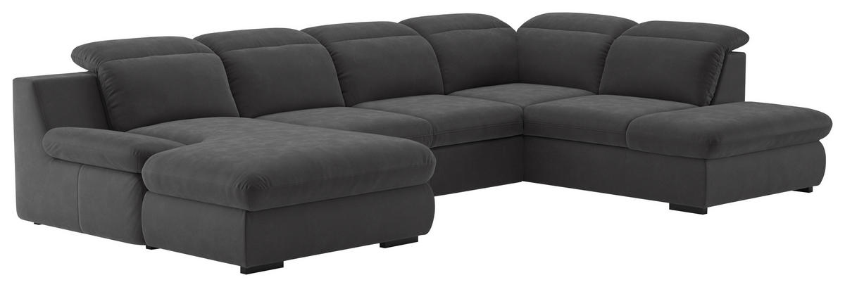 SEDACÍ SOUPRAVA, textil, antracitová - černá/antracitová, Design, textil/plast (341/80/218cm) - Welnova