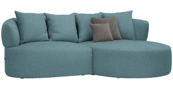 ECKSOFA in Plüsch Petrol  235/166 cm  - Petrol/Schwarz, MODERN, Kunststoff/Textil (235/166cm) - Hom`in
