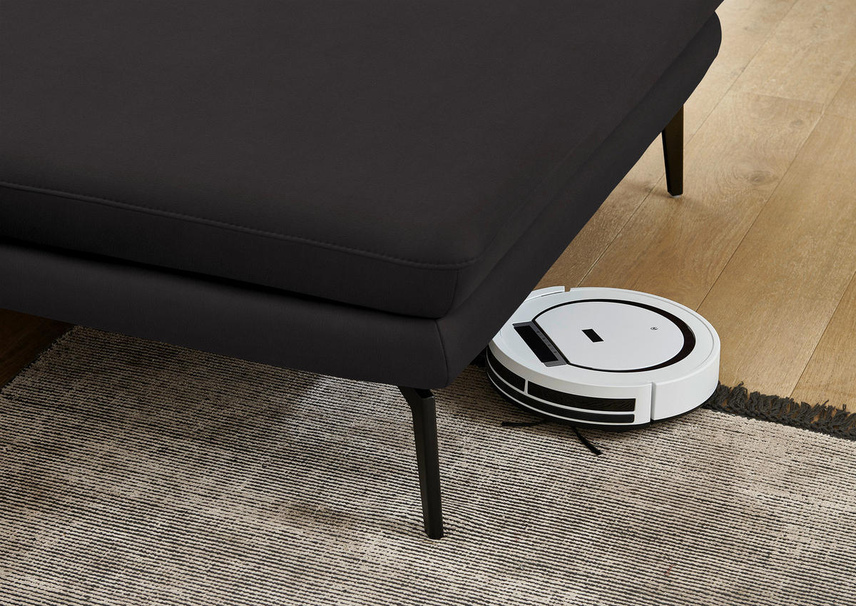 ECKSOFA in Echtleder Dunkelbraun  - Dunkelbraun/Schwarz, Design, Leder/Metall (310/180cm) - Dieter Knoll