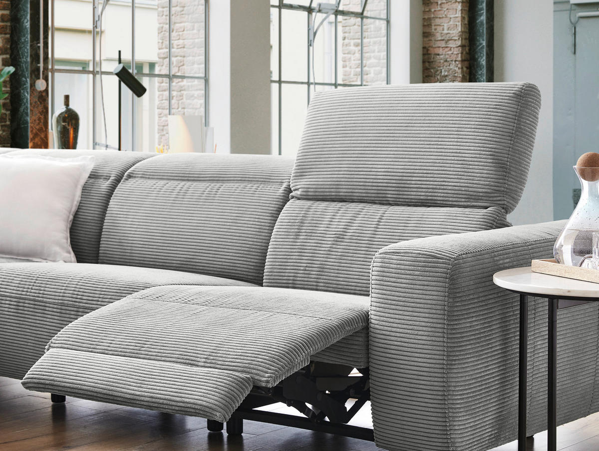 ECKSOFA in Cord Grau  - Schwarz/Grau, Design, Textil (223/290cm) - Pure Home Lifestyle