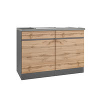SPÜLENUNTERSCHRANK 120/86/60 cm  in Graphitfarben, Eiche Wotan  - Eiche Wotan/Graphitfarben, Design, Holzwerkstoff (120/86/60cm) - Held
