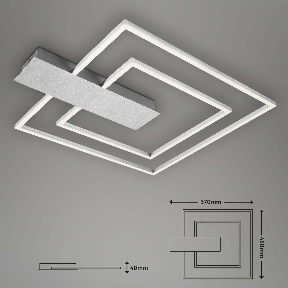LED-TAKLAMPA  - vit/aluminiumfärg, Basics, metall/plast (57/48/4cm) - Briloner