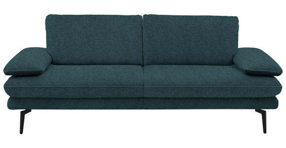 3-SITZER-SOFA in Velours Petrol  - Beige/Petrol, Design, Textil/Metall (222/89/104cm) - Dieter Knoll