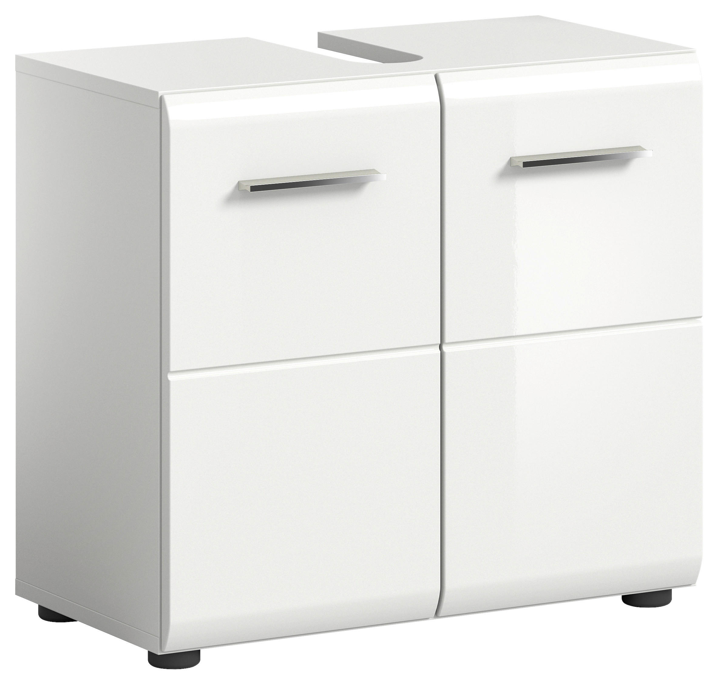 SKRINKA POD UMÝVADLO, biela s vysokým leskom, biela s vysokým leskom, 60/54/32 cm - biela s vysokým leskom/antracitová, Modern, kompozitné drevo (60/54/32cm) - MID.YOU
