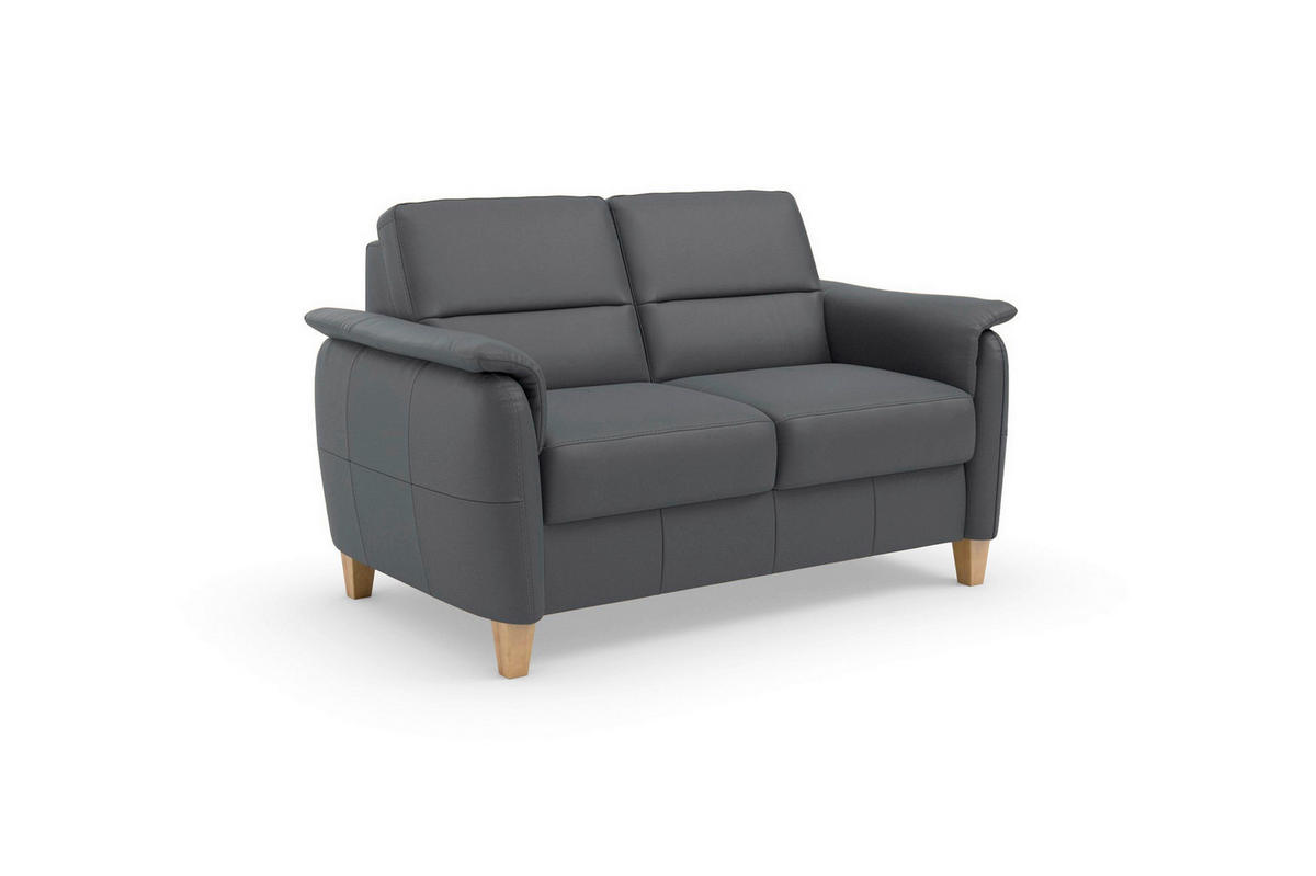 2-SITZER-SOFA PALMERA E Schwarz Echtleder  - Eichefarben/Schwarz, Basics, Leder/Holz (149/89/89cm) - Sit & More
