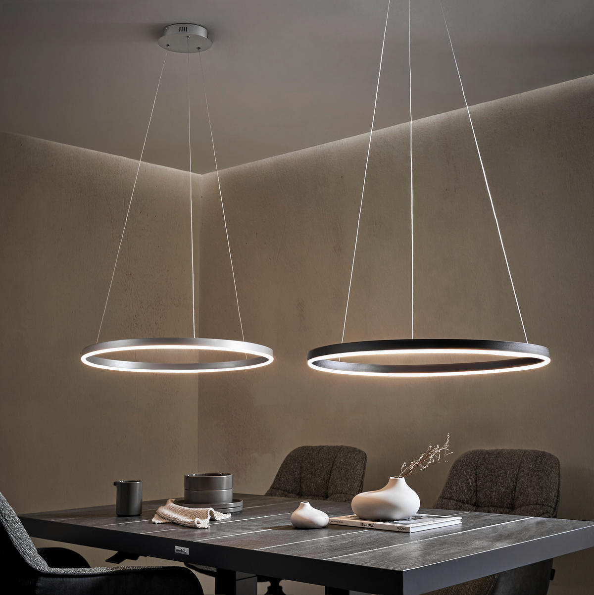 ZÁVĚSNÉ LED SVÍTIDLO, 58,5/58,5/120 cm  - barvy hliníku, Design, kov/plast (58,5/58,5/120cm)