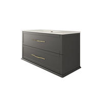 MOSDÓSZEKRÉNY MOSDÓVAL 101/57/46 cm  - krómszínű/fekete, Basics, faalapú anyag/fém (101/57/46cm) - Welnova