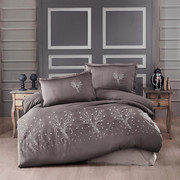 POSTELJNINA saten rjava 60/80/140/200 cm - rjava, Romantika, tekstil (60/80/140/200cm) - Landscape