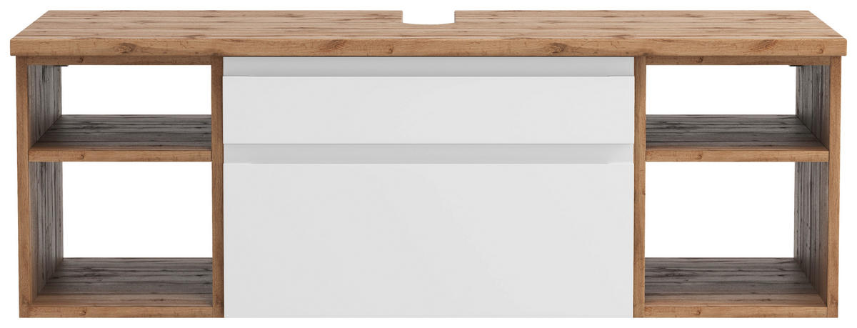 WASCHBECKENUNTERSCHRANK 120/41/47 cm  - Eiche Wotan/Weiß, MODERN, Holzwerkstoff (120/41/47cm) - Held