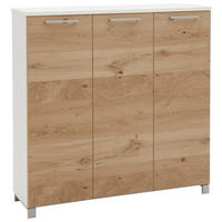 SCHUHSCHRANK Balkeneiche furniert Weiß, Eichefarben  - Chromfarben/Eichefarben, Design, Holz/Holzwerkstoff (126/126/37cm) - Dieter Knoll