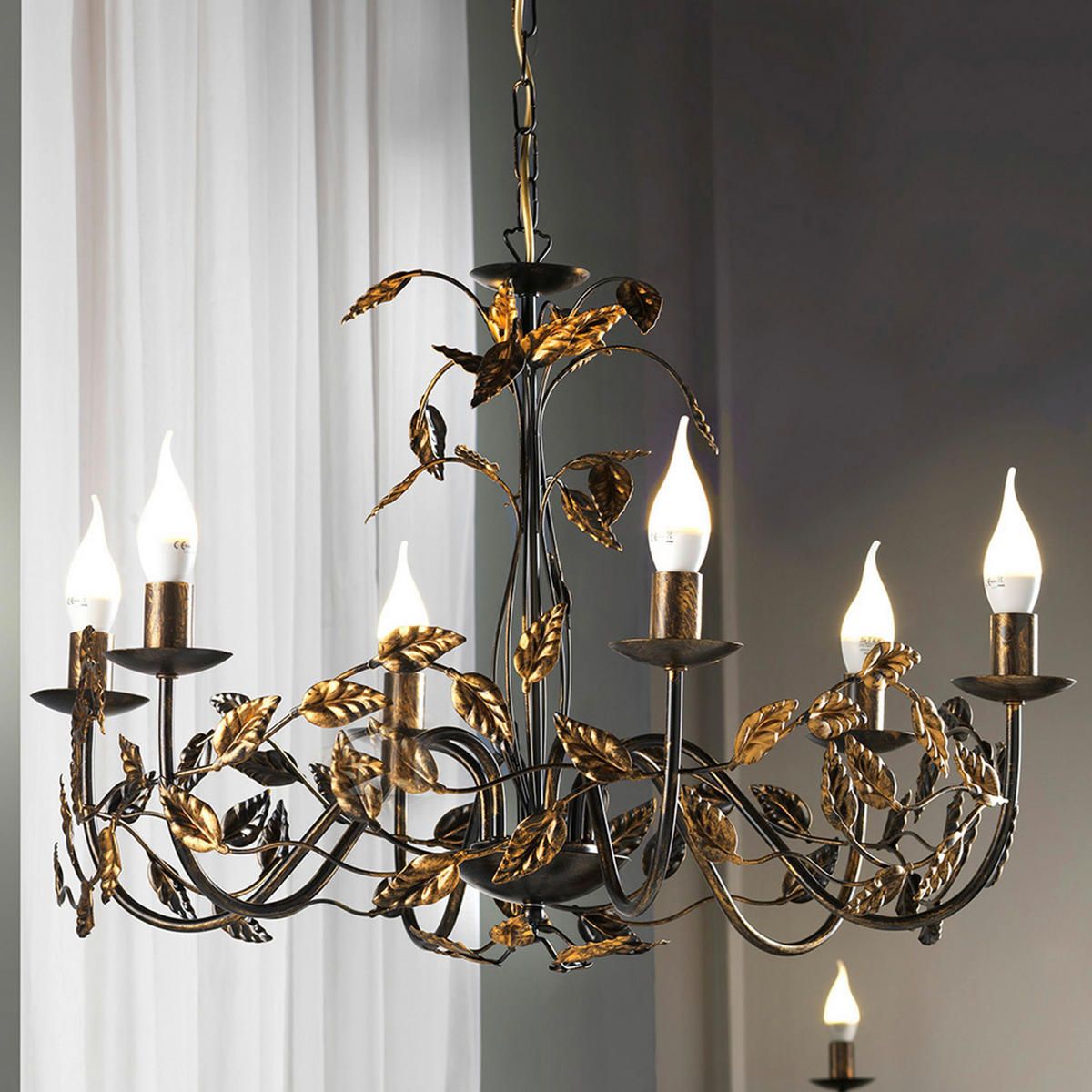 KRONLEUCHTER 4914 CAROLINA 70/70/110 cm   - Bronzefarben, Basics, Metall (70/70/110cm)