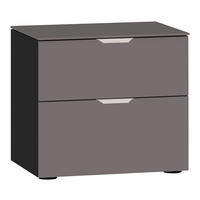 NACHTKÄSTCHEN 45/42/43 cm  in Dunkelgrau, Schwarz  - Edelstahlfarben/Dunkelgrau, Design, Glas/Holzwerkstoff (45/42/43cm) - Jutzler