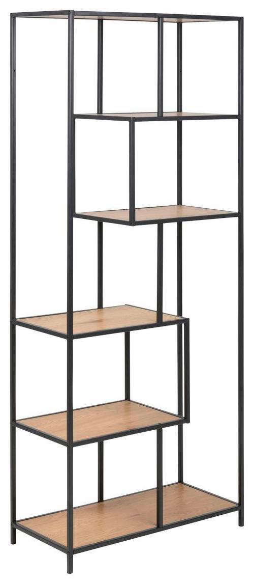 OTVORENA POLICA crna, boja hrasta  - boja hrasta/crna, Trendi, metal/pločasti materijal (77/185/35cm)
