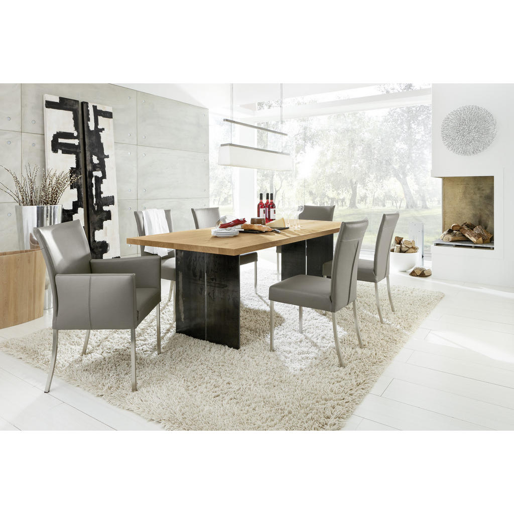 Thumbnail - Musterring Esstisch Nova, Schwarz, Eiche, Holz, Metall, Asteiche, massiv, rechteckig, Wange, 100x77x260 cm, Esszimmer, T...