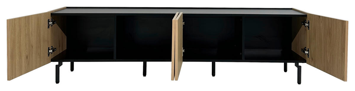 TV-BÄNK LINO  i 181/50/40 cm  - svart/ekfärgad, Design, metall/trämaterial (181/50/40cm) - Xora
