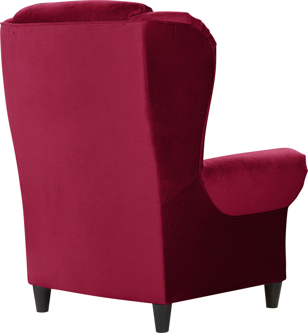 OHRENSESSEL Plüsch Bordeaux  - Bordeaux/Schwarz, Design, Holz/Textil (94/112/92cm) - MID.YOU