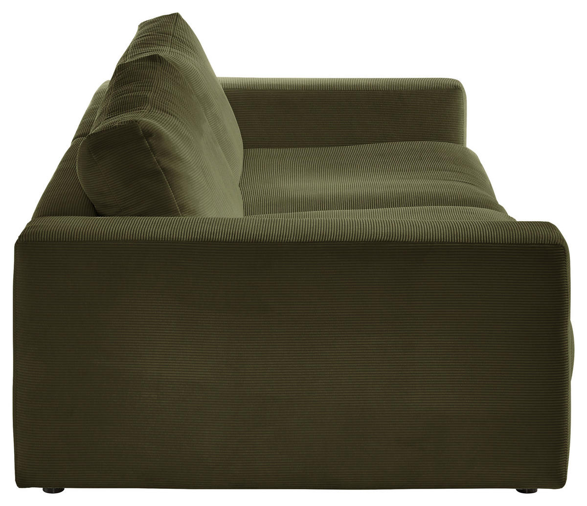 3-SITZER-SOFA in Feincord Dunkelgrün  - Dunkelgrün/Schwarz, Design, Kunststoff/Textil (290/86/127cm) - Lomoco